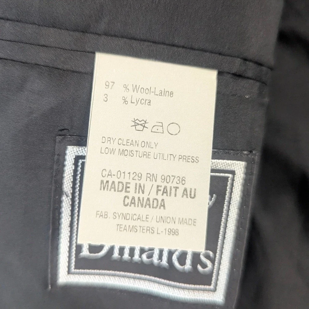 Ralph Lauren Suit 42L Charcoal Pinstripe Wool Stretch Made Canada Dillard's
